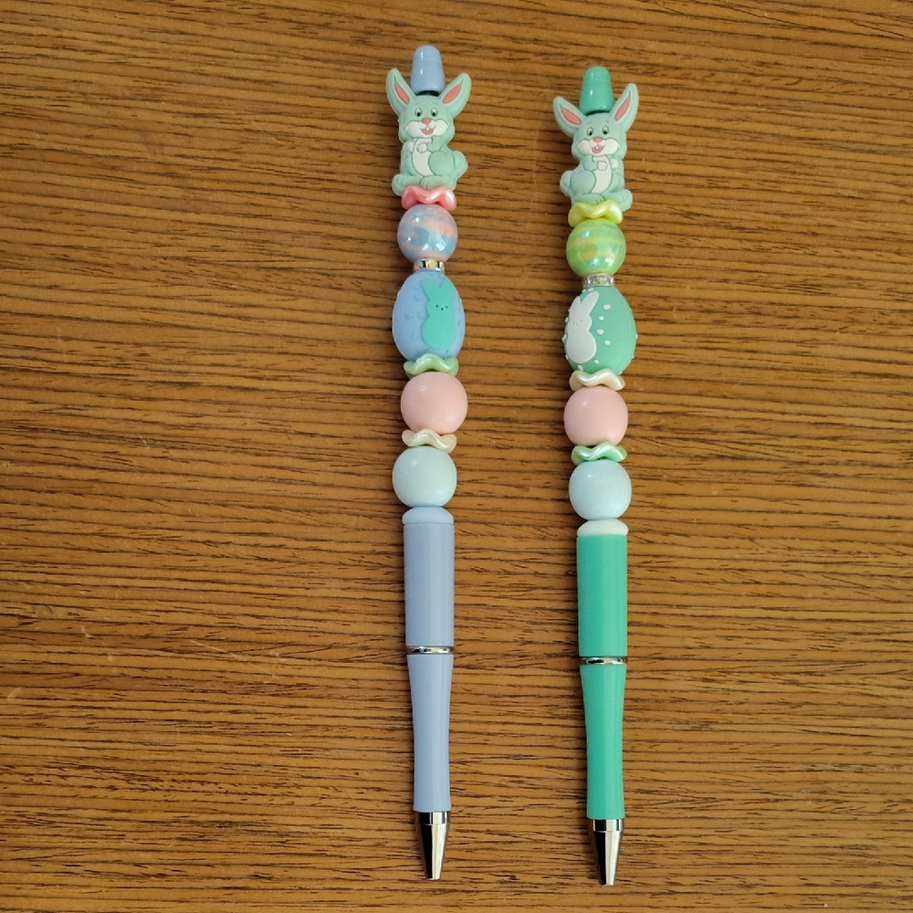 Cute Bunny Beaded Pens - Set Of 2